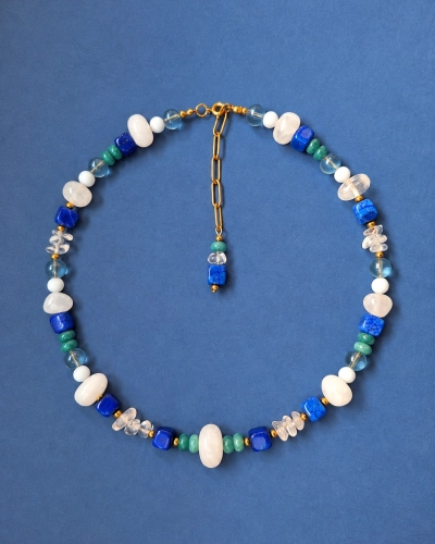 naszyjnik handmade z niebieskich kamieni